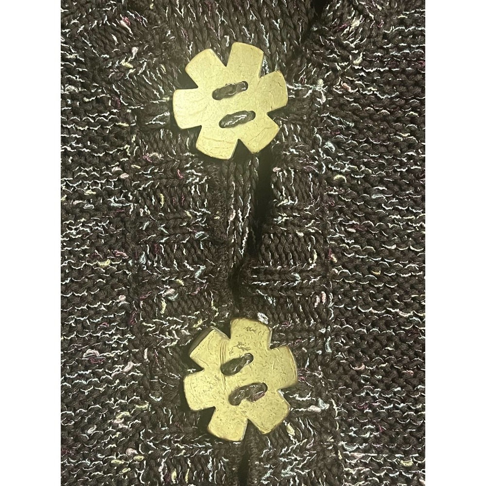 BCBGMAXAZRIA Cardigan Sweater Caitlin Brown Multi Colored Ruffled Edges Size MED - Picture 6 of 9